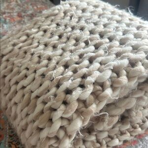 Pottery Barn Soft Knit Throw in Cream and Beige